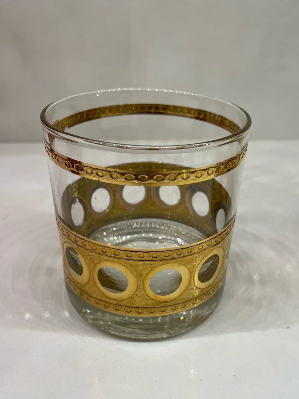 Vintage Culver Antigua Martini Pitcher and Glasses Antique Gold Crackle 13 Piece